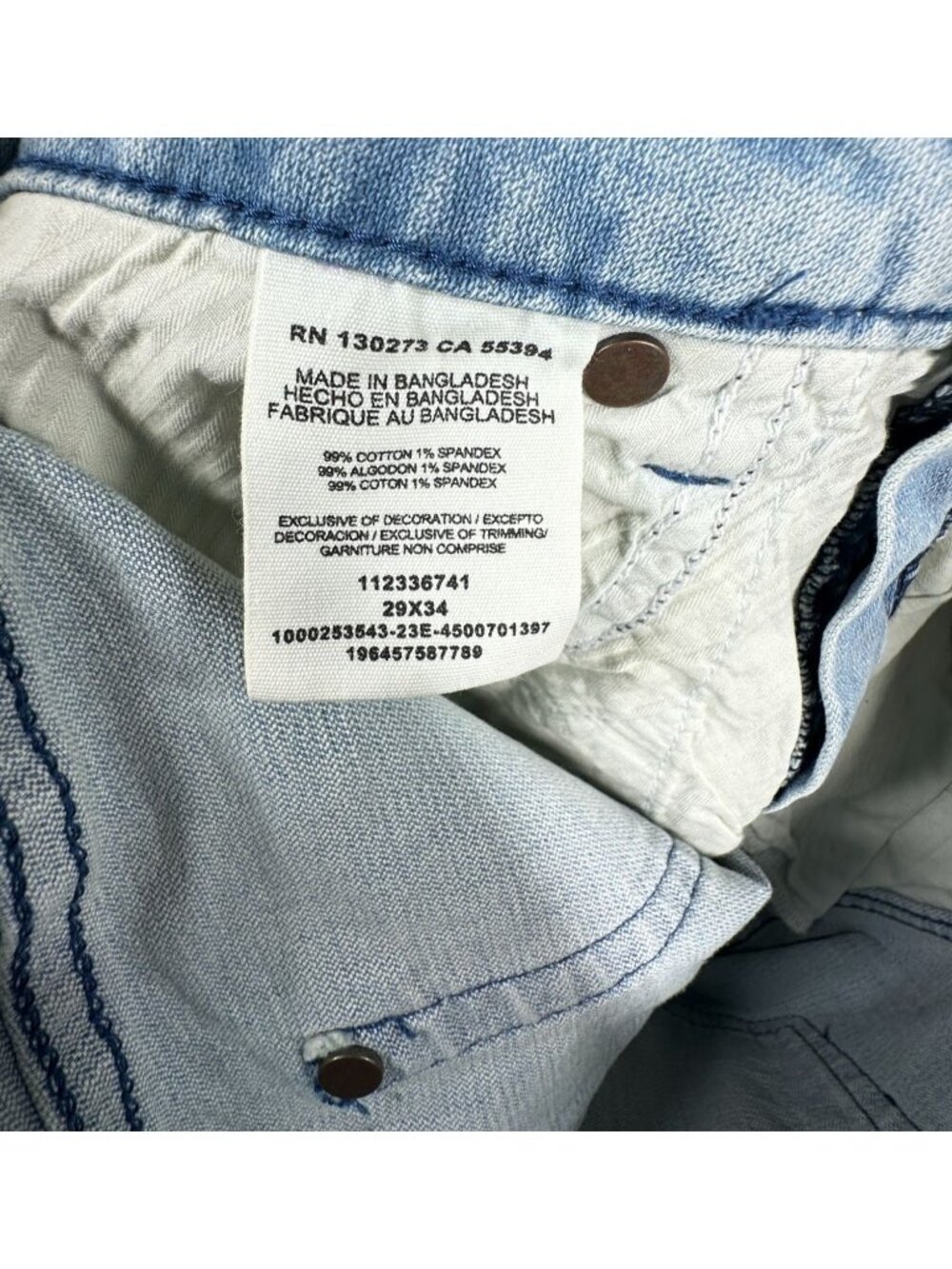 Wrangler Flare Jeans Size 29 x 34 Light Wash Blue Geometric Embroidery Retro - Picture 9 of 10